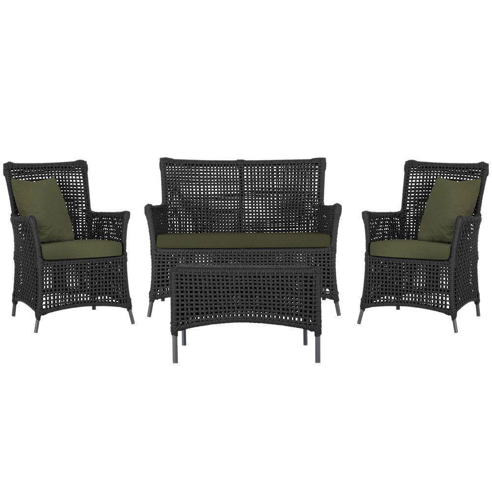 Jogo Sofá 2 Poltronas E Mesa Igapó Preta E13 Trama Original Preto - 1