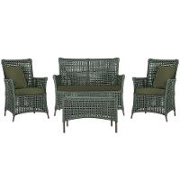 Jogo Sofá 2 Poltronas E Mesa Igapó Marrom E13 Trama Original Verde - 1