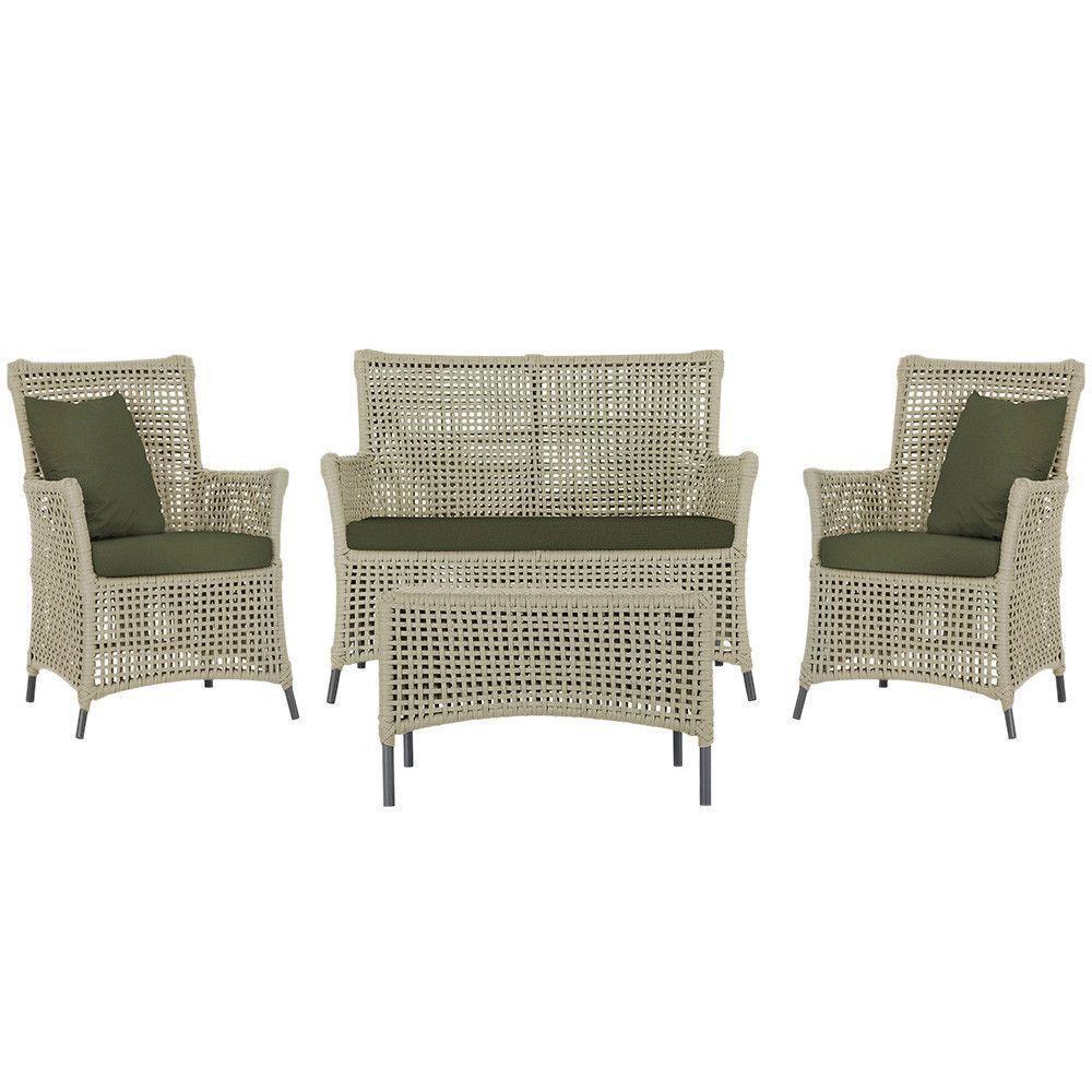 Jogo Sofá 2 Poltronas E Mesa Igapó Preta E13 Trama Original Rami - 1