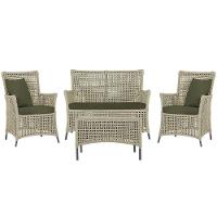 Jogo Sofá 2 Poltronas E Mesa Igapó Preta E13 Trama Original Rami - 1