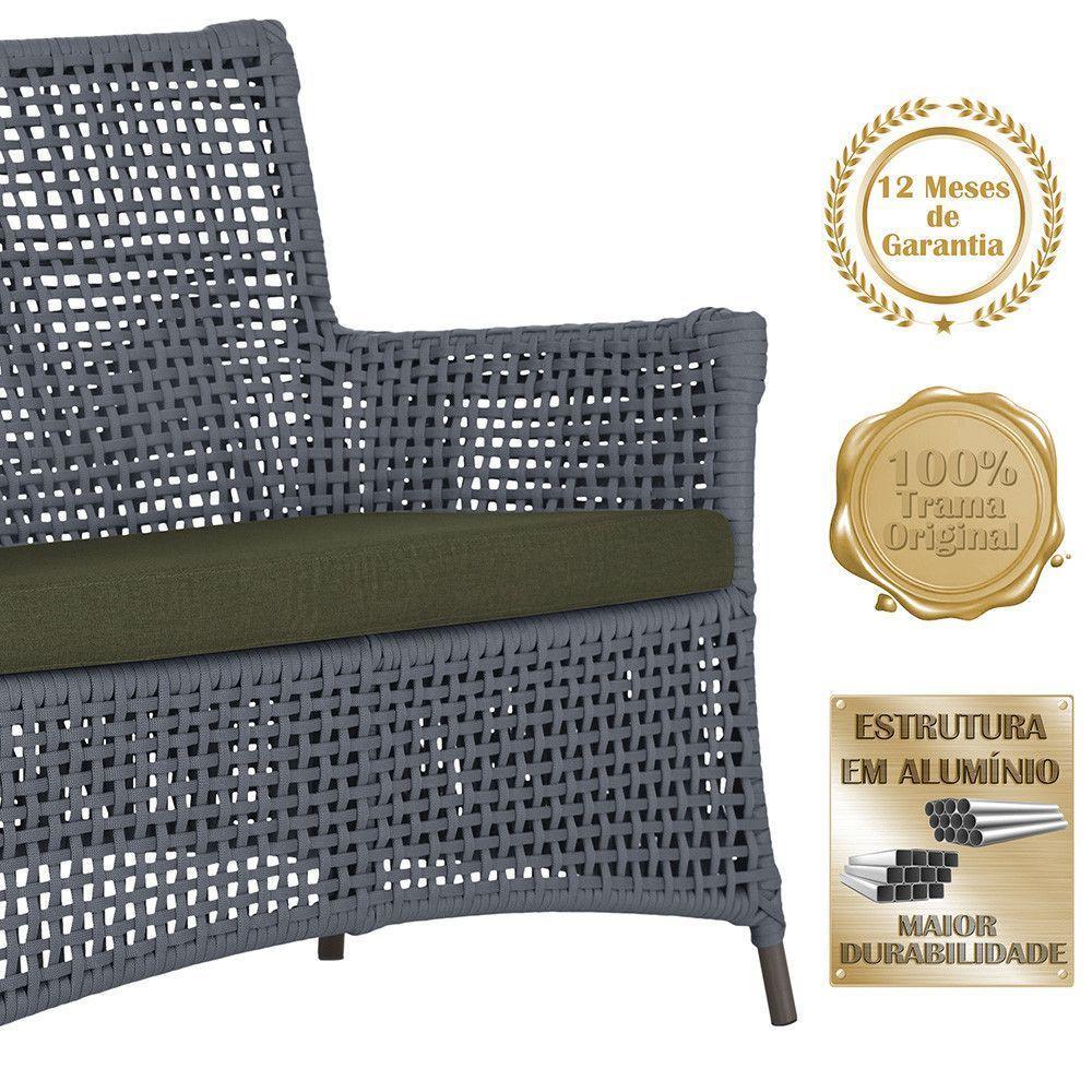 Jogo Sofá 2 Poltronas E Mesa Igapó Marrom E13 Trama Original Prata - 4