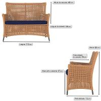 Jogo Sofá 2 Poltronas E Mesa Igapó Preta E10 Trama Original Terra Cota - 2