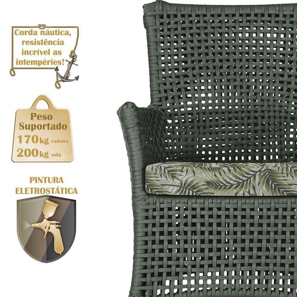 Jogo Sofá 2 Poltronas E Mesa Igapó Marrom E5 Trama Original Verde - 5