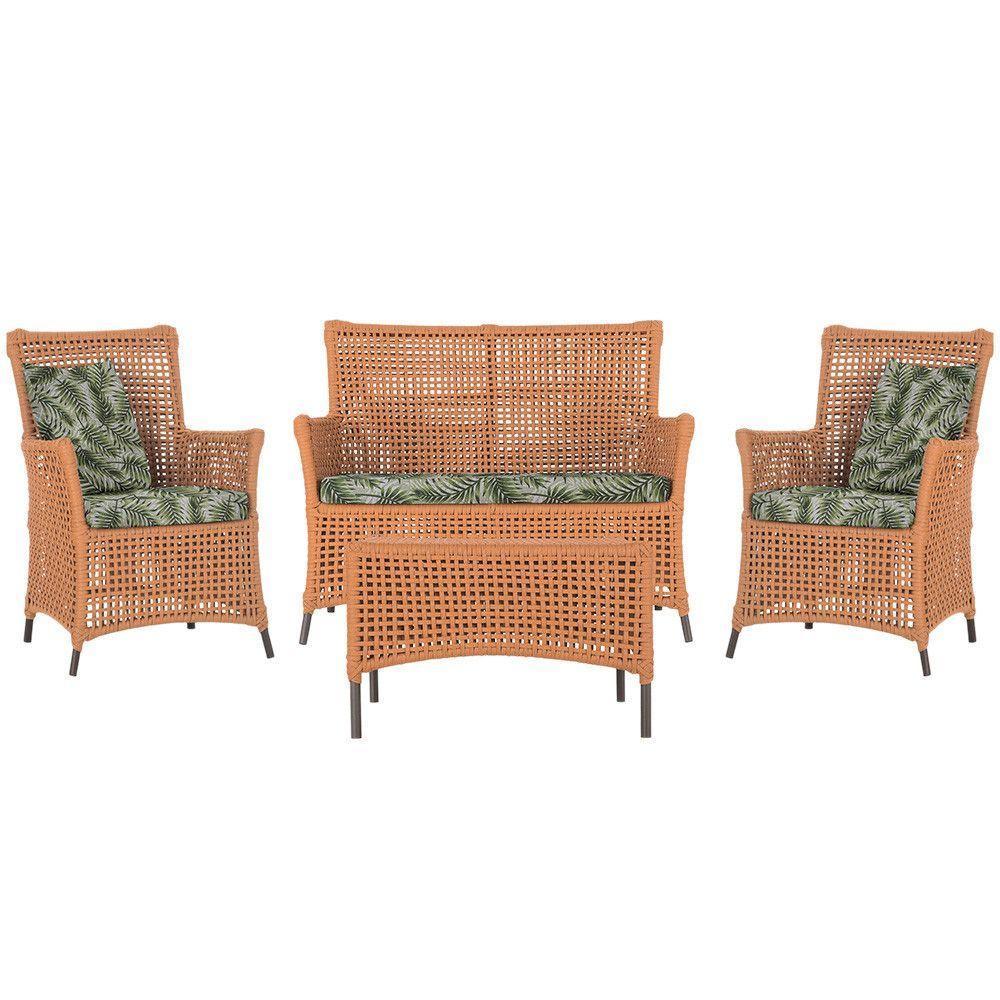 Jogo Sofá 2 Poltronas E Mesa Igapó Marrom E5 Trama Original Terra Cota - 1