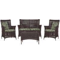 Jogo Sofá 2 Poltronas E Mesa Igapó Marrom E5 Trama Original Marrom - 1