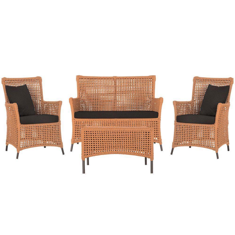 Jogo Sofá 2 Poltronas E Mesa Igapó Marrom E9 Trama Original Terra Cota - 1