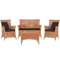 Jogo Sofá 2 Poltronas E Mesa Igapó Marrom E9 Trama Original Terra Cota - 1