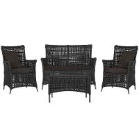 Jogo Sofá 2 Poltronas E Mesa Igapó Marrom E9 Trama Original Preto - 1