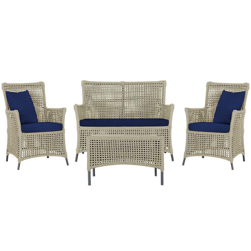 Jogo Sofá 2 Poltronas E Mesa Igapó Preta E10 Trama Original Rami - 1