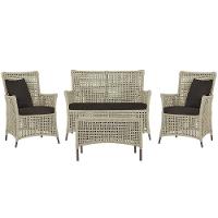 Jogo Sofá 2 Poltronas E Mesa Igapó Marrom E9 Trama Original Rami - 1