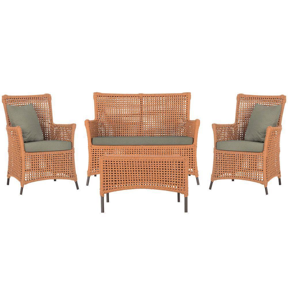 Jogo Sofá 2 Poltronas E Mesa Igapó Marrom E8 Trama Original Terra Cota - 1