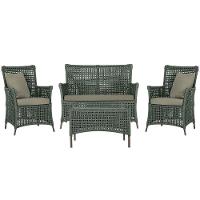 Jogo Sofá 2 Poltronas E Mesa Igapó Marrom E8 Trama Original Verde - 1