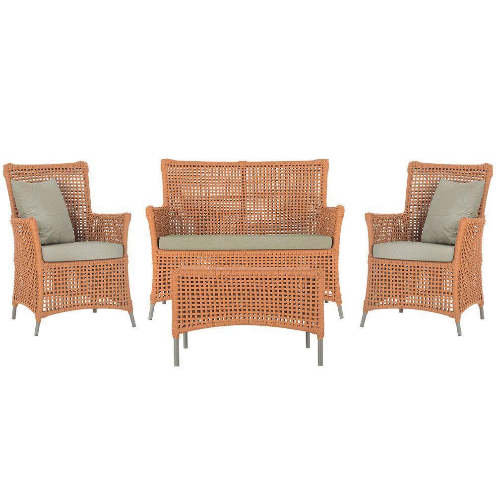 Jogo Sofá E 2 Poltronas E Mesa Igapó Fendi E7 Trama Original Terra Cota - 1