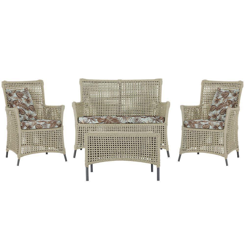 Jogo Sofá E 2 Poltronas E Mesa Igapó Preta E6 Trama Original Rami - 1