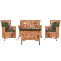 Jogo Sofá 2 Poltronas E Mesa Igapó Preta E13 Trama Original Terra Cota - 1