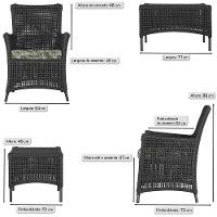 Jogo Sofá E 2 Poltronas E Mesa Igapó Preta E5 Trama Original Preto - 3