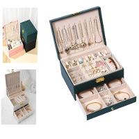 Maleta Porta Joias Caixa Organizador Brincos Estojo Aneis Pulseiras Relogio Gaveta 2 Andares Viagem - 2