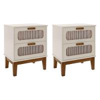 Kit 2 Mesas De Cabeceira Santorini 2 Gavetas 45 Cm Off White - Off White - 1