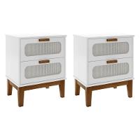 Kit 2 Mesas De Cabeceira Santorini 2 Gavetas 45 Cm Branco - Branco - 1