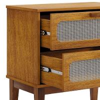 Mesa De Cabeceira 2 Gavetas Santorini Nature 60 Cm Com Tela Indiana - Bege