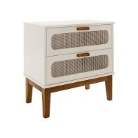 Mesa De Cabeceira 2 Gavetas Santorini Off White 60 Cm Com Tela Indiana - Off White - 3