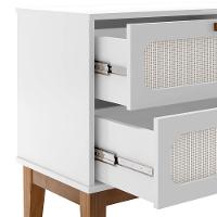 Mesa De Cabeceira 2 Gavetas Santorini Branco 60 Cm Palhinha Indiana - Branco