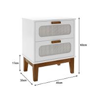 Mesa De Cabeceira Santorini 2 Gavetas 45 Cm Branco - Branco - 2