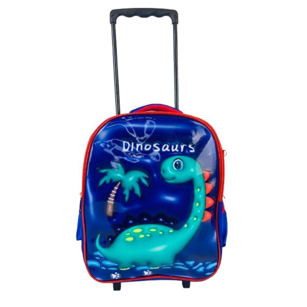 Kit Mochila Infantil Com Rodinhas Meninos Bolsa Escolar Dinossauro Estojo E Lancheira Térmica Dino - 2