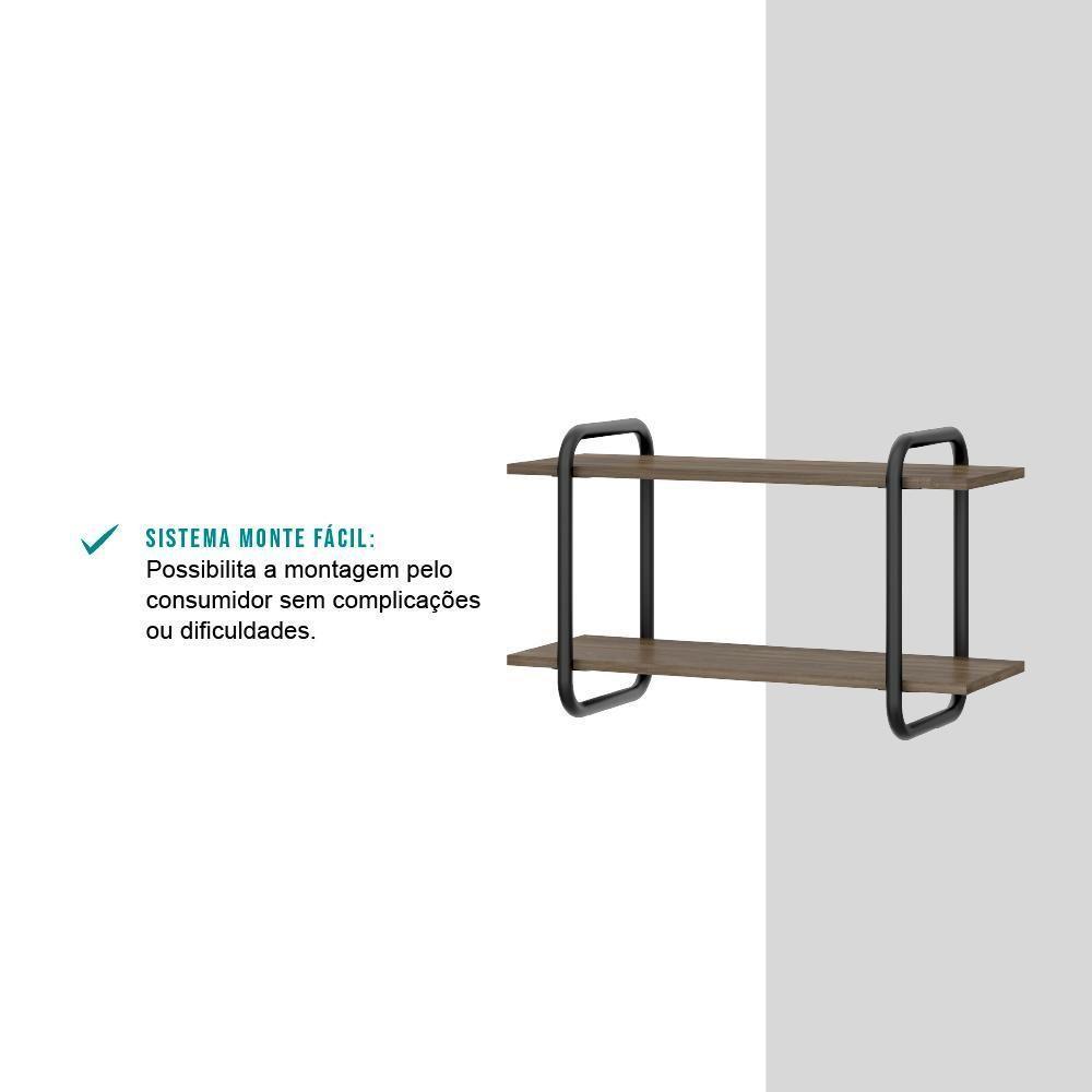 Prateleira de Nicho Madeirada e Tubos Preto Fosco Carraro - 7