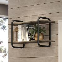 Prateleira de Nicho Madeirada e Tubos Preto Fosco Carraro - 1