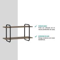 Prateleira de Nicho Madeirada e Tubos Preto Fosco Carraro - 8