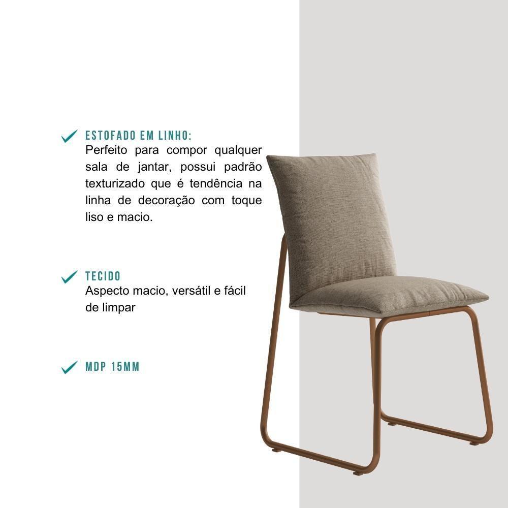 Conjunto 2 Cadeiras De Jantar Soft 1750 Carraro Areia Rose - 3