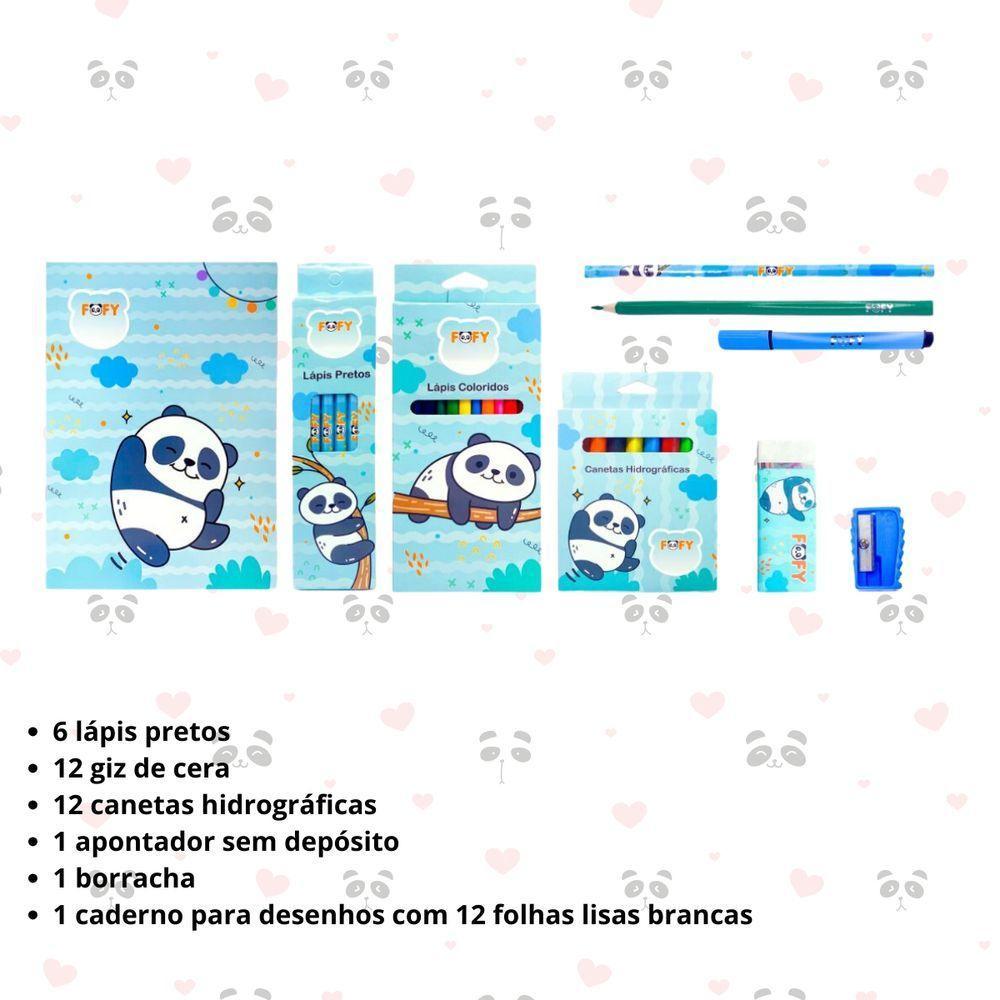 Kit Desenho Artístico Infantil Panda Feliz 29 Peças Fofy - 3