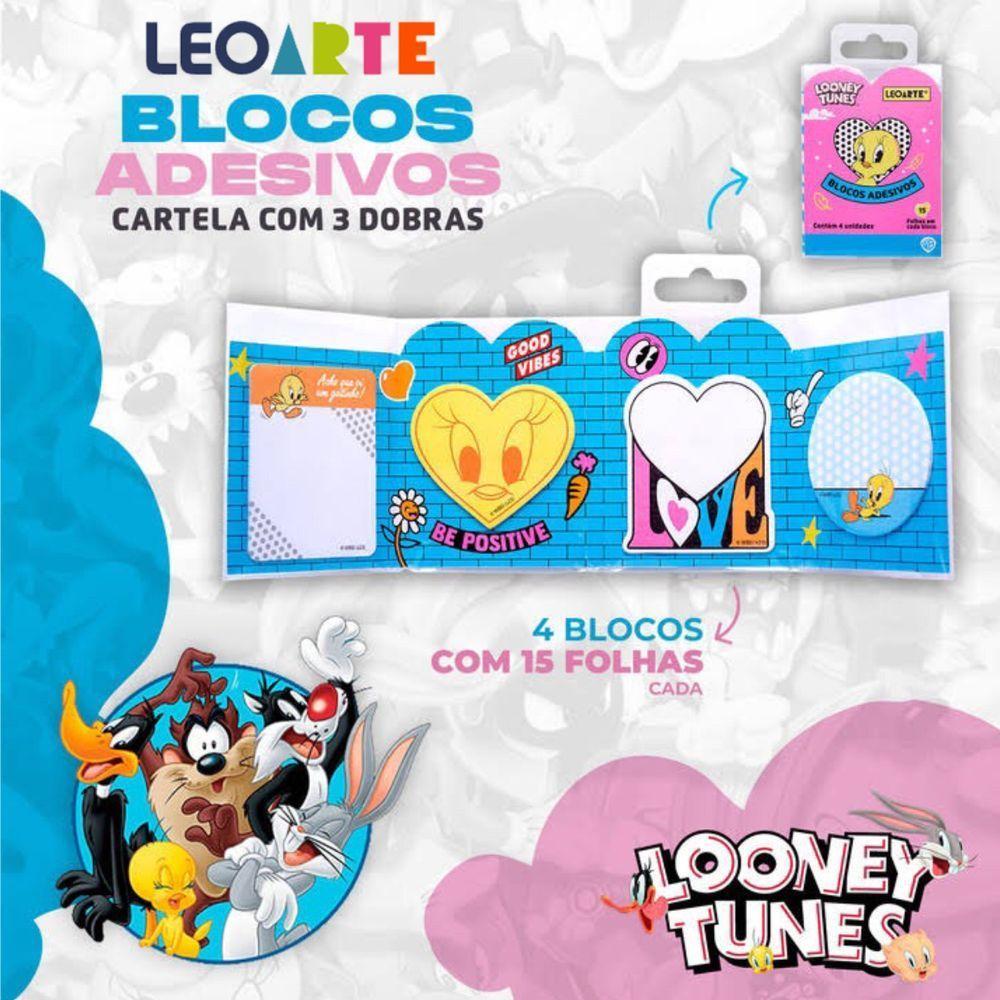 Bloco Adesivo Looney Tunes 4 Blocos Com 15 Folhas - Leoarte - 2