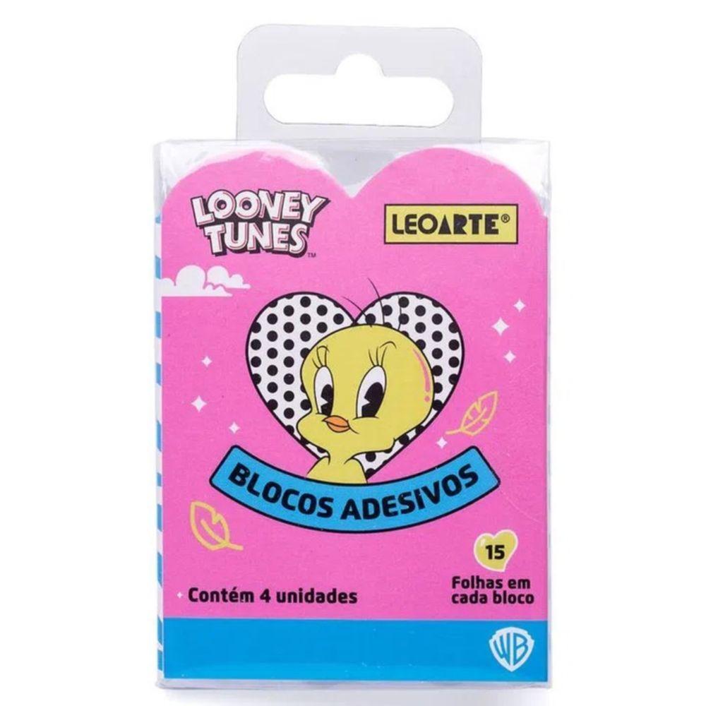 Bloco Adesivo Looney Tunes 4 Blocos Com 15 Folhas - Leoarte - 4