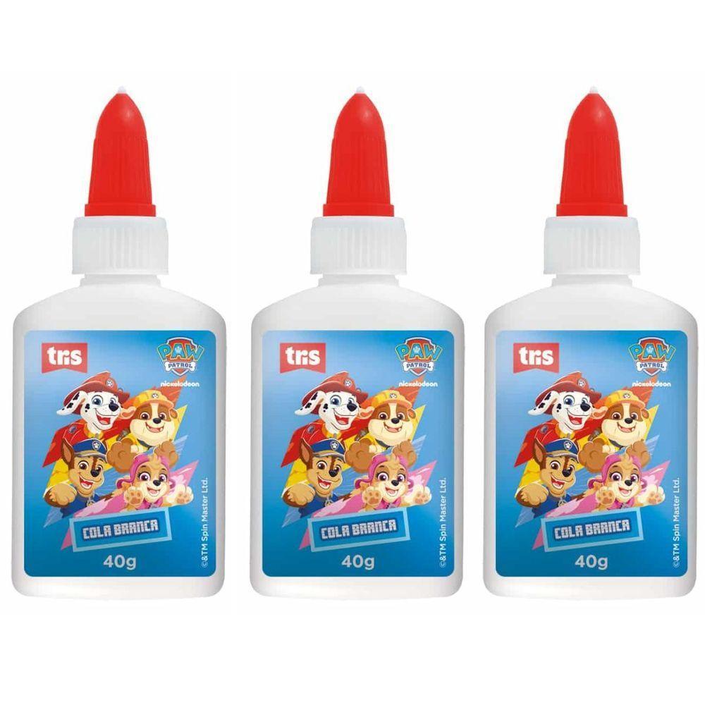 3x Cola Branca Líquida Escolar Patrulha Canina 40g - Tris - 1