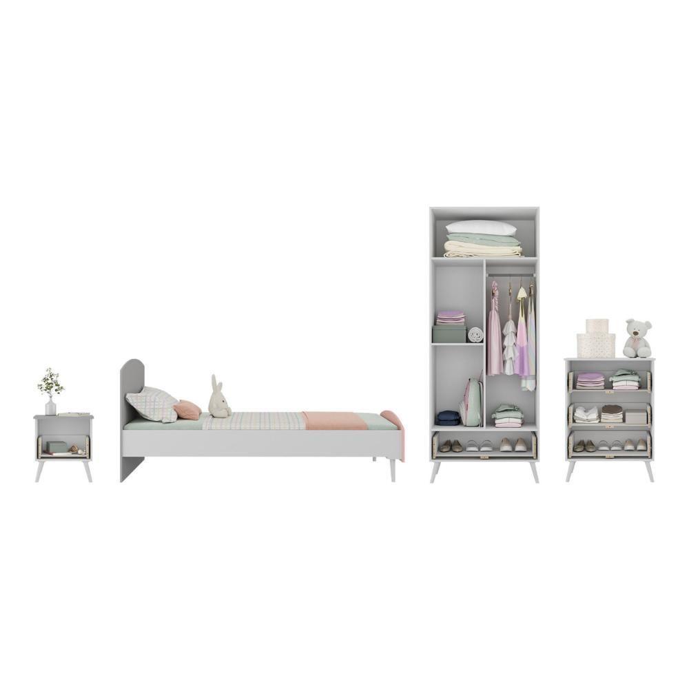 Quarto Infantil Completo Com Colchão Incluso Doçura Multimóveis Mp4332 Branco/cinza/rosa - 5