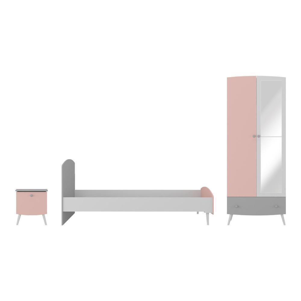Quarto Infantil Completo Com Colchão Incluso Doçura Multimóveis Mp4334 Branco/cinza/rosa - 6