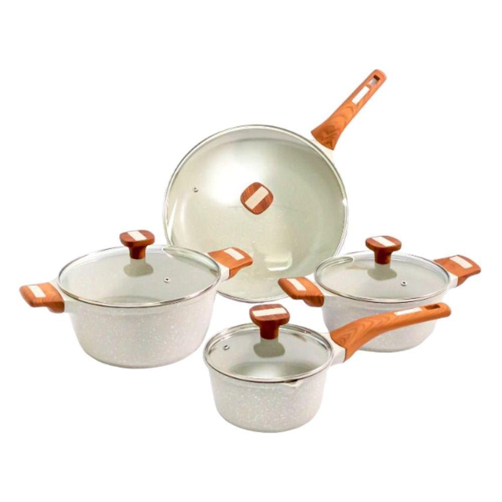 Kit 4pç Caçarolas Frigideiras Antiaderente Temperatti Bianco - 1