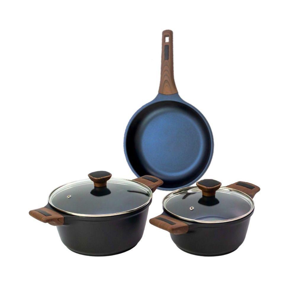 Kit 3pç Caçarolas Frigideiras Antiaderente Temperatti Nigro - 1