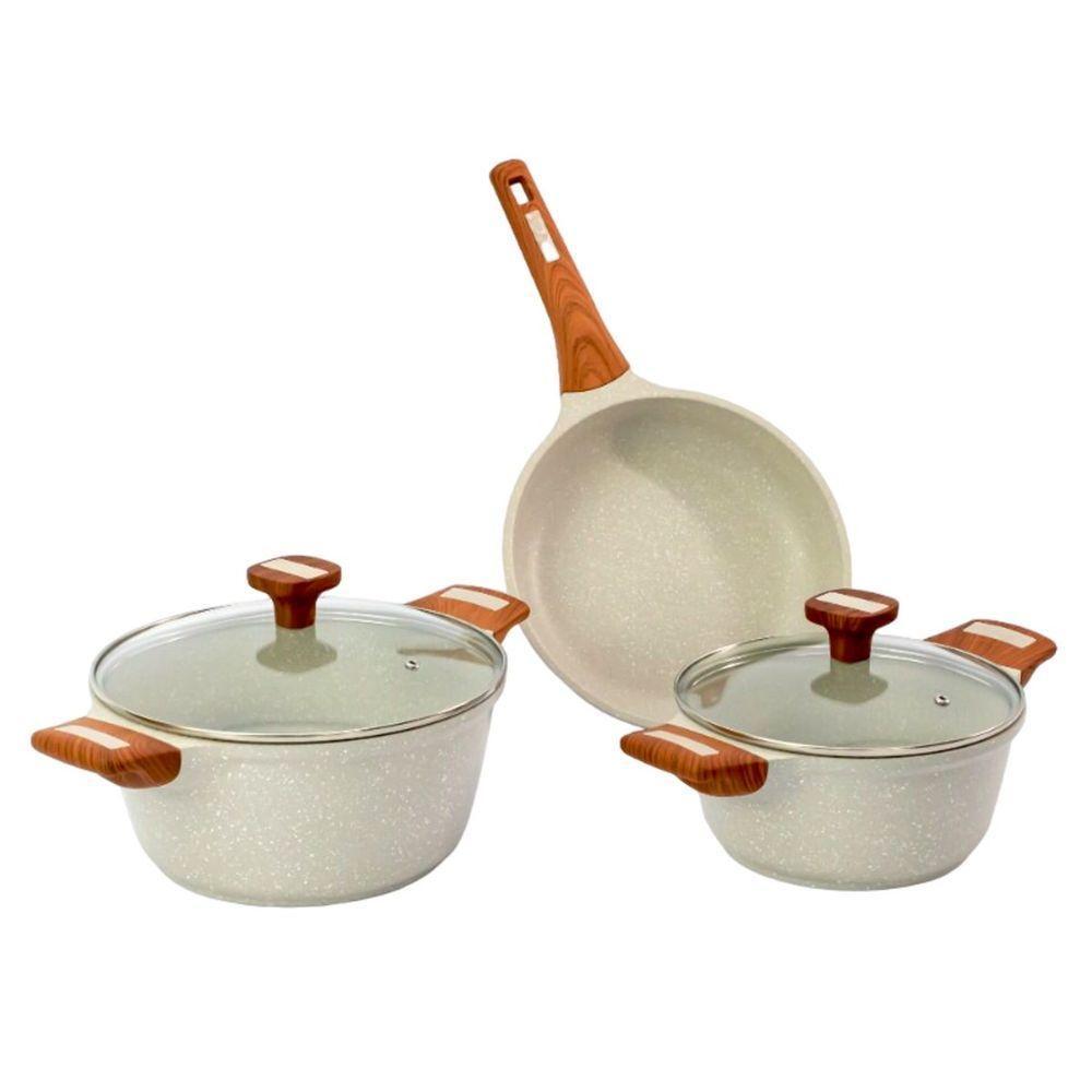 Kit 3pç Caçarolas Frigideiras Antiaderente Temperatti Bianco - 1