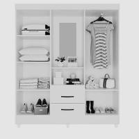 Guarda Roupa Solteiro 4 Portas Nature Off White Com Espelho - 3