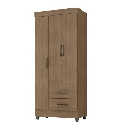 Guarda Roupa Solteiro Vidigal 3 Portas 2 Gavetas Carvalho Oak MDP Casah