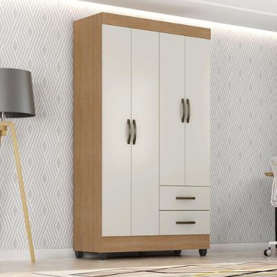 Guarda Roupa Solteiro Sandovalina Naturre Off White 4 Portas 2 Gavetas Nature-Off White