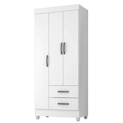 Guarda Roupa Solteiro Vidigal 3 Portas 2 Gavetas NATURE-OFF WHITE MDP Casah