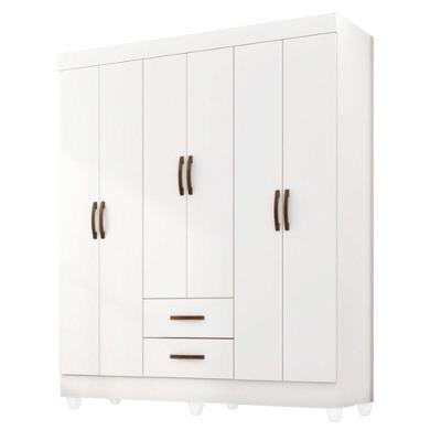 Guarda Roupa Casal 6 Portas 2 Gavetas Branco Brilho MDP Casah