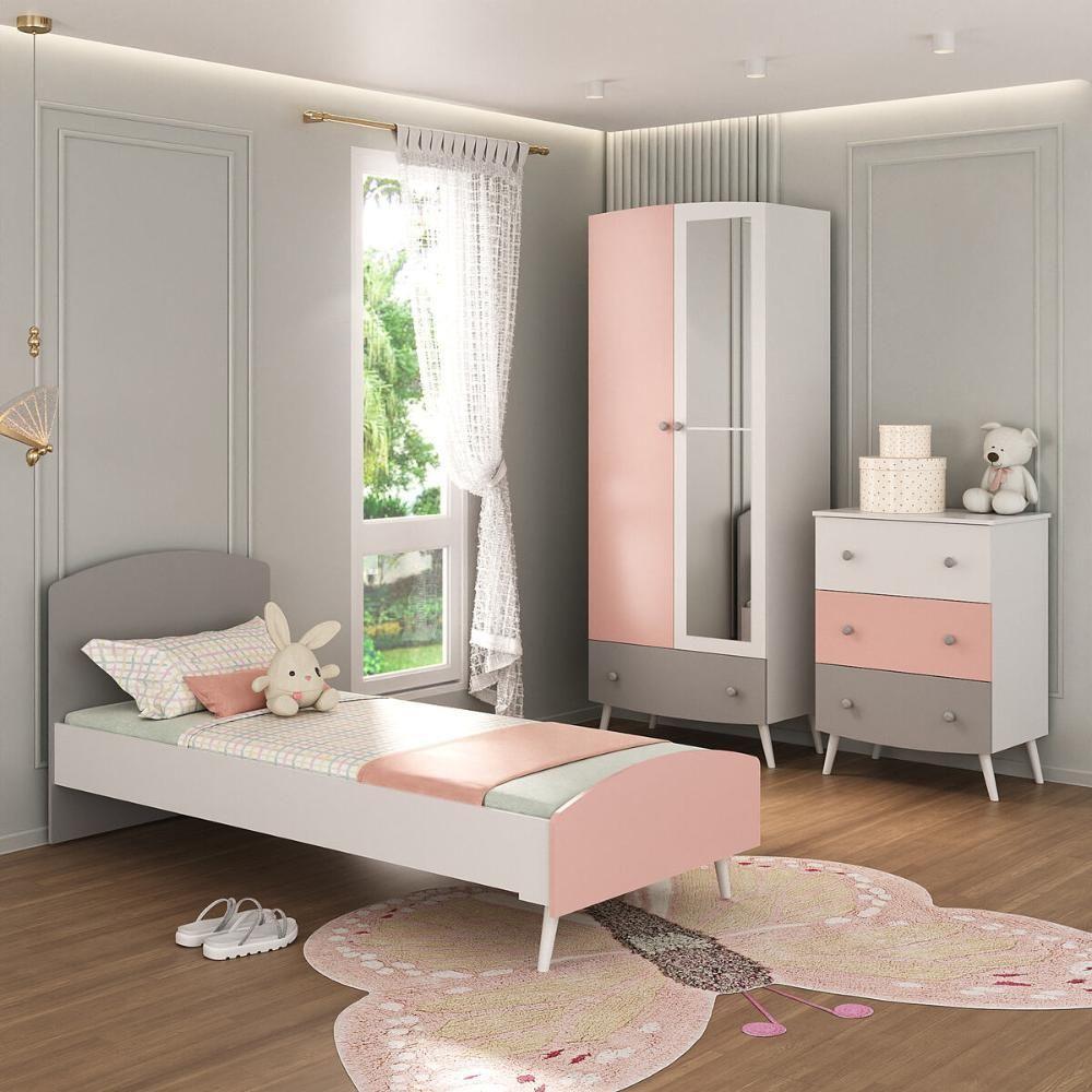 Quarto Infantil Completo Com Colchão Incluso Doçura Multimóveis Mp4333 Branco/cinza/rosa - 2