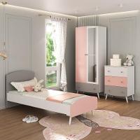 Quarto Infantil Completo Para Colchão 188x78cm Doçura Multimóveis Mp4330 Branco/cinza/rosa - 1