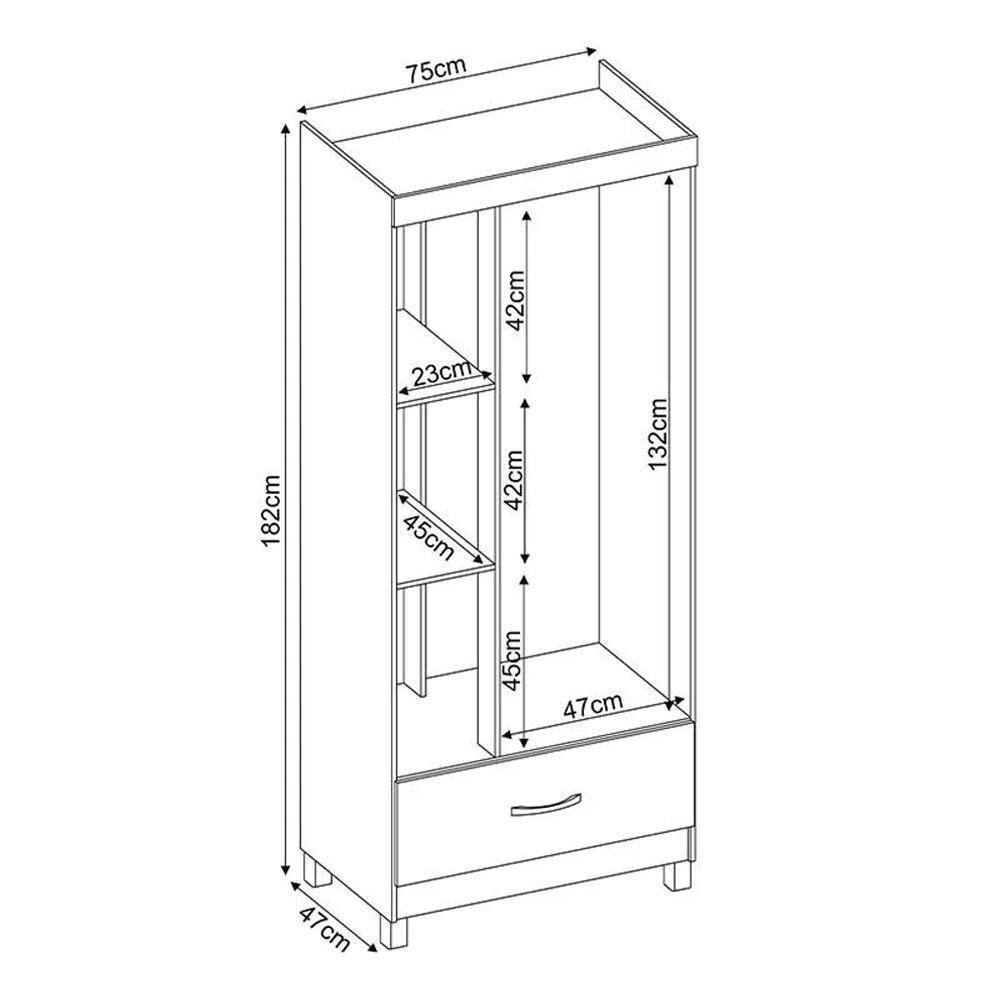 Guarda Roupa Solteiro Prince 3 Portas E 1 Gaveta Café Touch - Demóbile Café Touch - 3