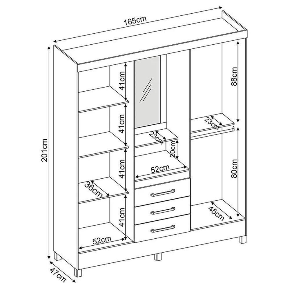 Guarda Roupa Capelinha Pérsia 4 Portas Amêndola/off White Com Espelho - Demóbile Amêndola/off White - 4